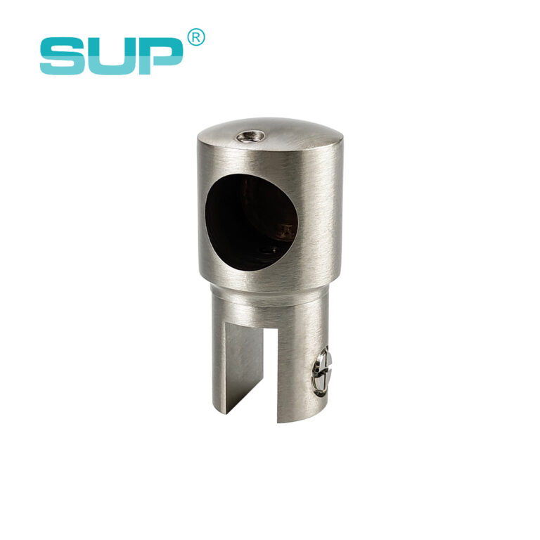 Hardware manufacturer supply diameter 19 mm brushed nickel brass shower door pipe connector, glass door rail brushed connector, glass to wall connector RC13