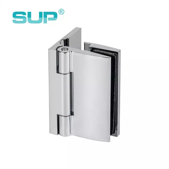 Off set wall mount brass chrome plating shower door glass to wall 90 degree hinge, bathroom shower glass door, glass to wall hinge GHWC402B