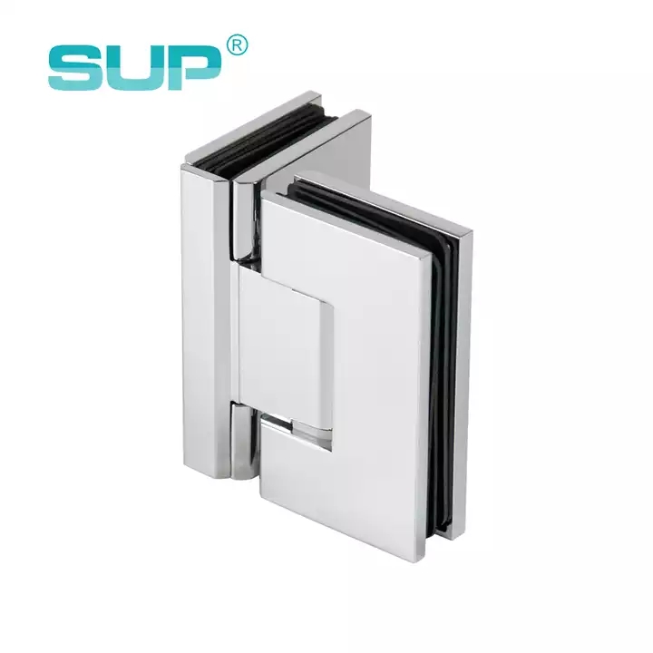 Rectangular hole glass cutting 90 degree brass shower door hinge for bathroom, 90 degree hinge, bathroom shower room glass door, glass to glass hinge GH102C-SA