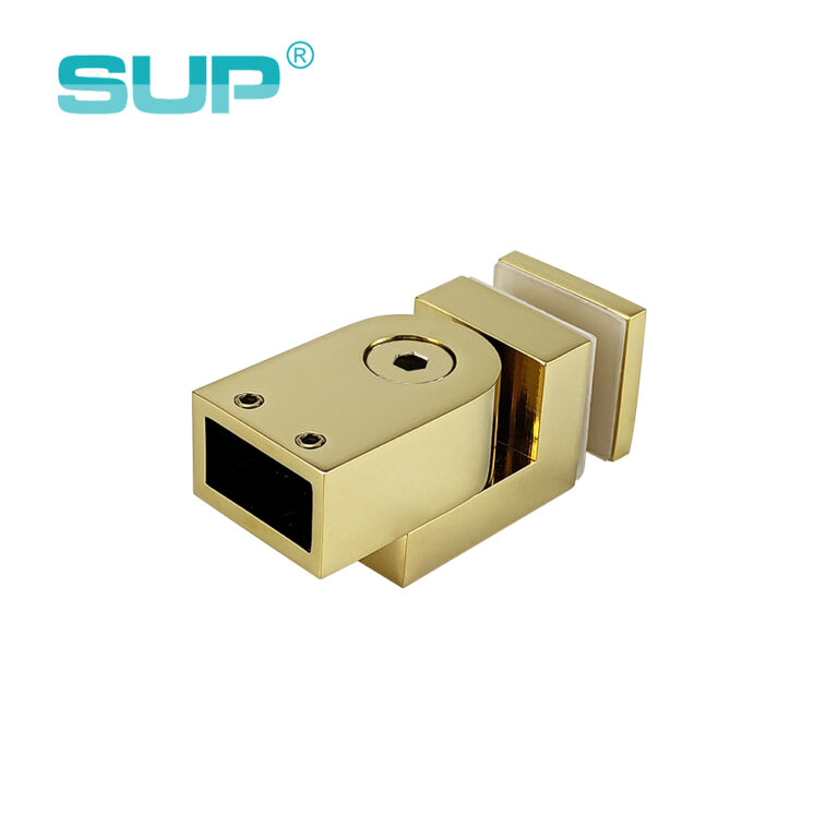 Chrome rectangular shower door brass pipe connector, glass to wall golden connector, wall to glass adjustable connector RC62